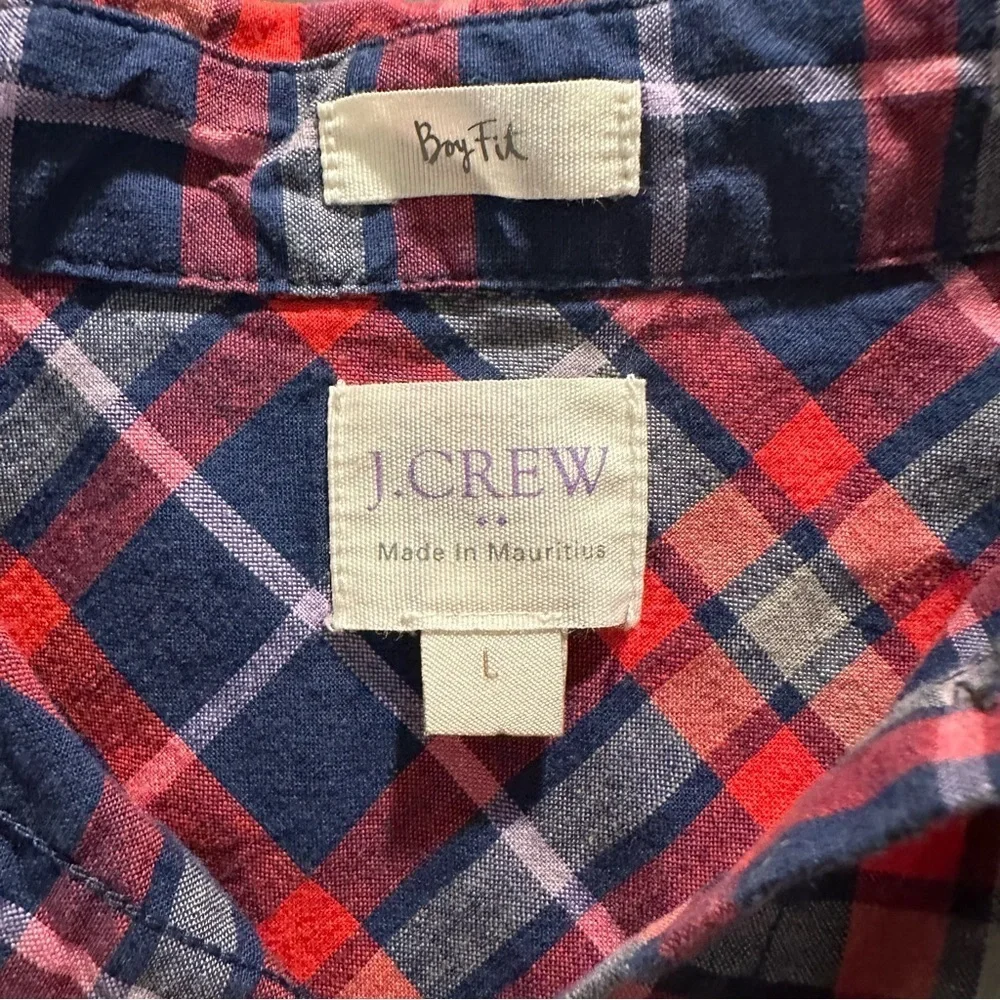 J. Crew Red and Blue Boy Fit Plaid Shirt
